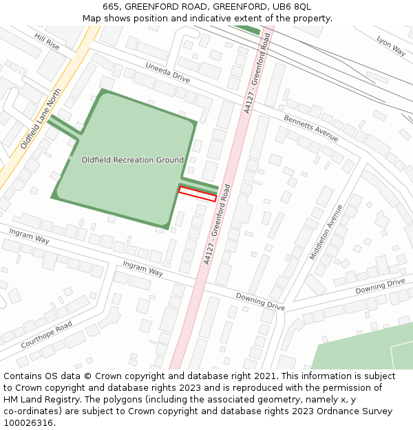665, GREENFORD ROAD, GREENFORD, UB6 8QL: Location map and indicative extent of plot