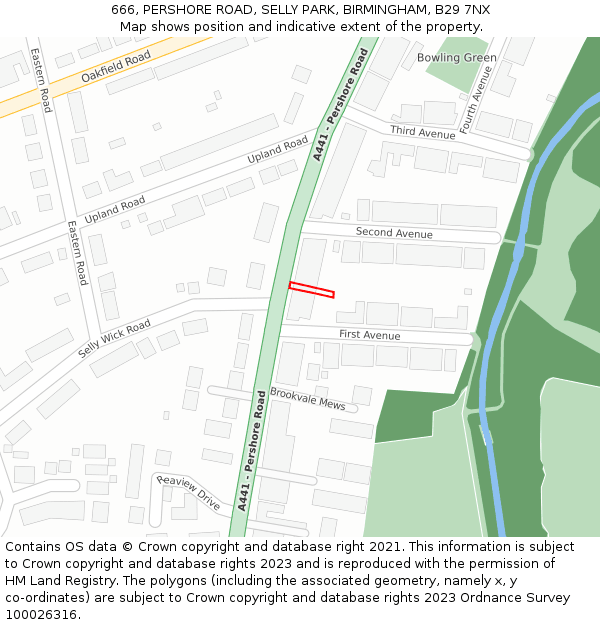 666, PERSHORE ROAD, SELLY PARK, BIRMINGHAM, B29 7NX: Location map and indicative extent of plot