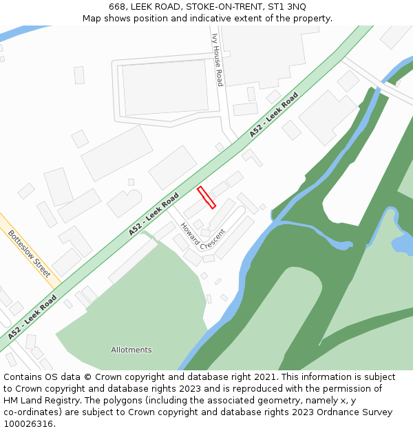668, LEEK ROAD, STOKE-ON-TRENT, ST1 3NQ: Location map and indicative extent of plot