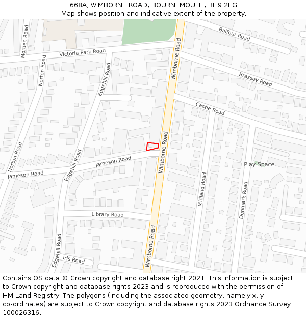 668A, WIMBORNE ROAD, BOURNEMOUTH, BH9 2EG: Location map and indicative extent of plot