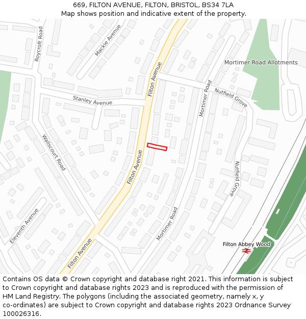 669, FILTON AVENUE, FILTON, BRISTOL, BS34 7LA: Location map and indicative extent of plot