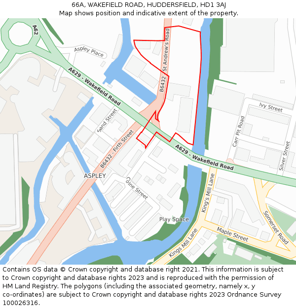 66A, WAKEFIELD ROAD, HUDDERSFIELD, HD1 3AJ: Location map and indicative extent of plot