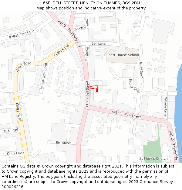 66E, BELL STREET, HENLEY-ON-THAMES, RG9 2BN: Location map and indicative extent of plot