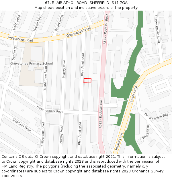 67, BLAIR ATHOL ROAD, SHEFFIELD, S11 7GA: Location map and indicative extent of plot