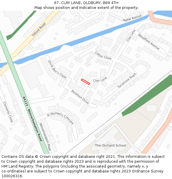 67, CLAY LANE, OLDBURY, B69 4TH: Location map and indicative extent of plot