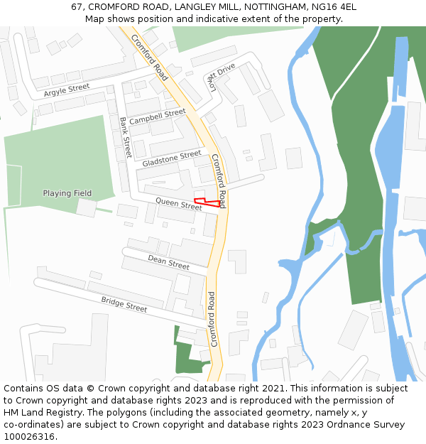 67, CROMFORD ROAD, LANGLEY MILL, NOTTINGHAM, NG16 4EL: Location map and indicative extent of plot