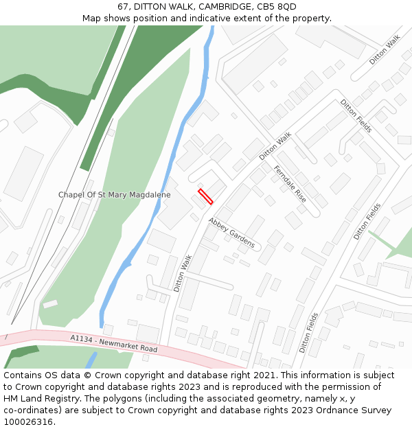 67, DITTON WALK, CAMBRIDGE, CB5 8QD: Location map and indicative extent of plot