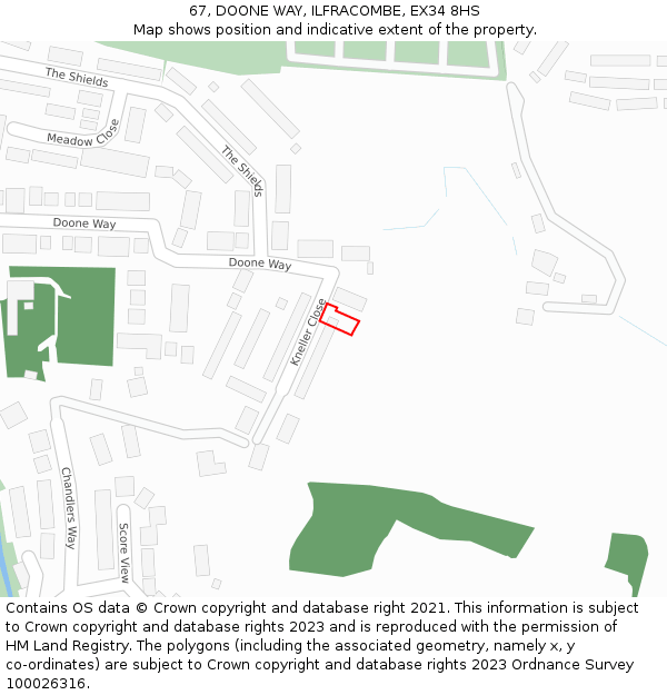 67, DOONE WAY, ILFRACOMBE, EX34 8HS: Location map and indicative extent of plot