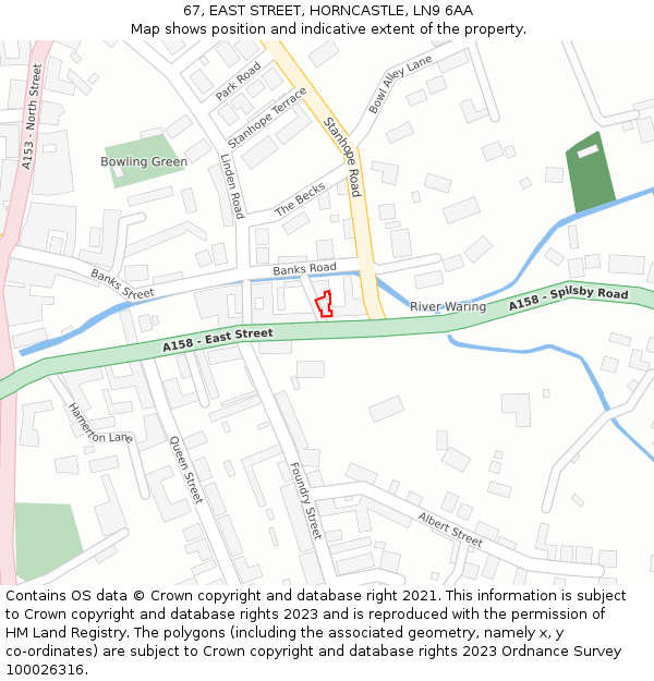 67, EAST STREET, HORNCASTLE, LN9 6AA: Location map and indicative extent of plot