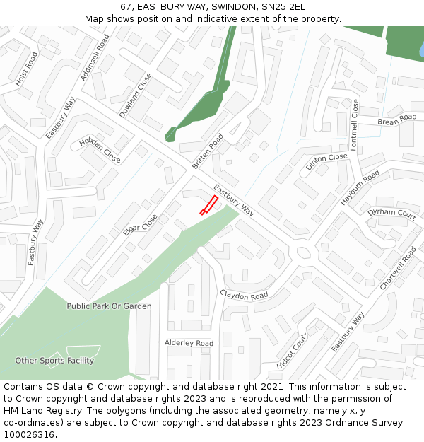 67, EASTBURY WAY, SWINDON, SN25 2EL: Location map and indicative extent of plot