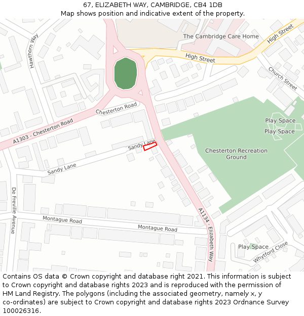 67, ELIZABETH WAY, CAMBRIDGE, CB4 1DB: Location map and indicative extent of plot