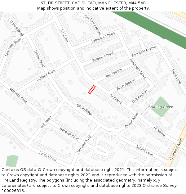67, FIR STREET, CADISHEAD, MANCHESTER, M44 5AR: Location map and indicative extent of plot