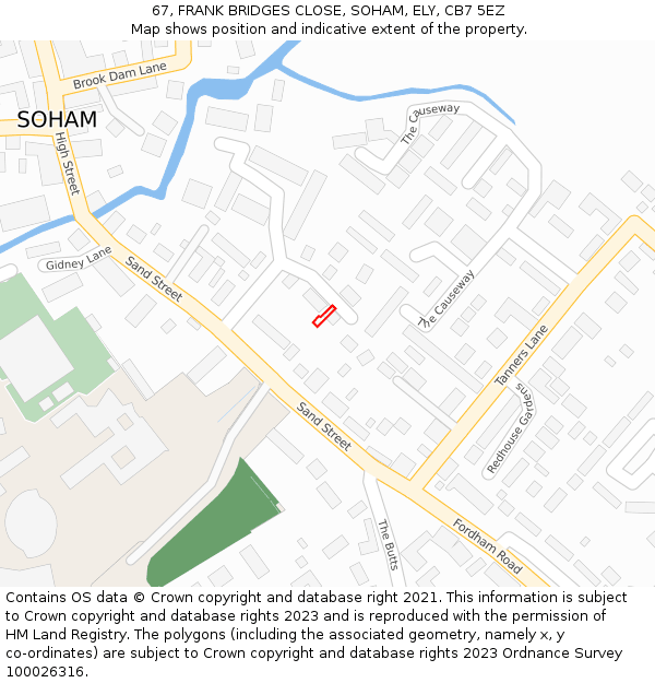 67, FRANK BRIDGES CLOSE, SOHAM, ELY, CB7 5EZ: Location map and indicative extent of plot