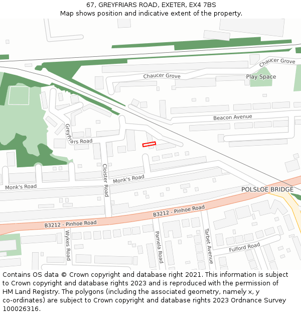 67, GREYFRIARS ROAD, EXETER, EX4 7BS: Location map and indicative extent of plot