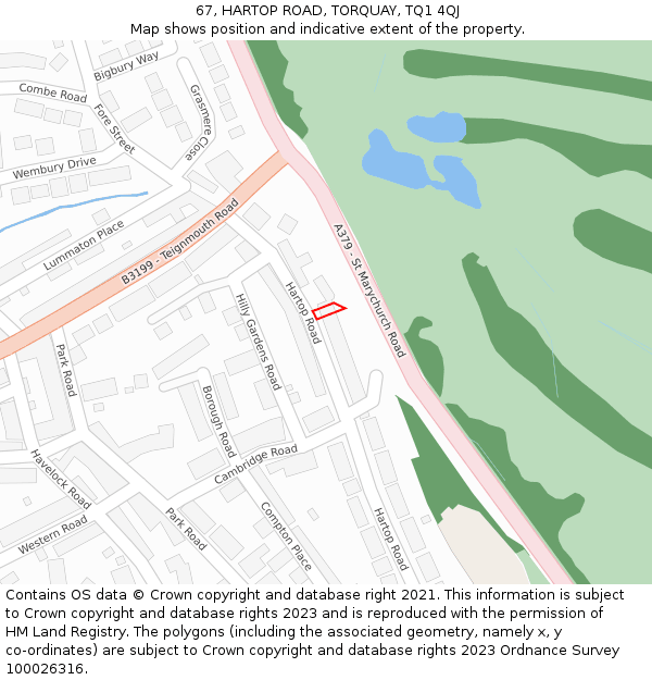 67, HARTOP ROAD, TORQUAY, TQ1 4QJ: Location map and indicative extent of plot