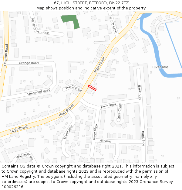 67, HIGH STREET, RETFORD, DN22 7TZ: Location map and indicative extent of plot