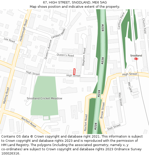 67, HIGH STREET, SNODLAND, ME6 5AG: Location map and indicative extent of plot