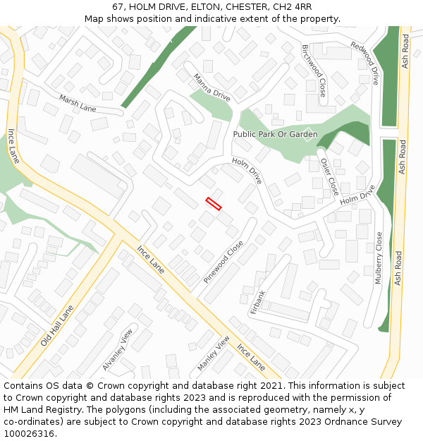 67, HOLM DRIVE, ELTON, CHESTER, CH2 4RR: Location map and indicative extent of plot