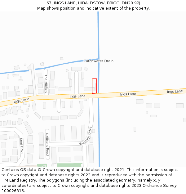 67, INGS LANE, HIBALDSTOW, BRIGG, DN20 9PJ: Location map and indicative extent of plot