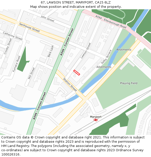 67, LAWSON STREET, MARYPORT, CA15 6LZ: Location map and indicative extent of plot
