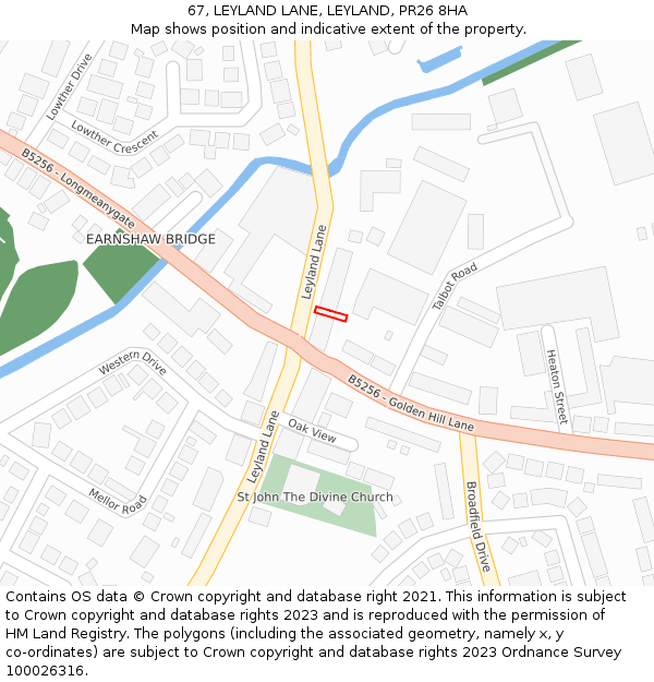 67, LEYLAND LANE, LEYLAND, PR26 8HA: Location map and indicative extent of plot