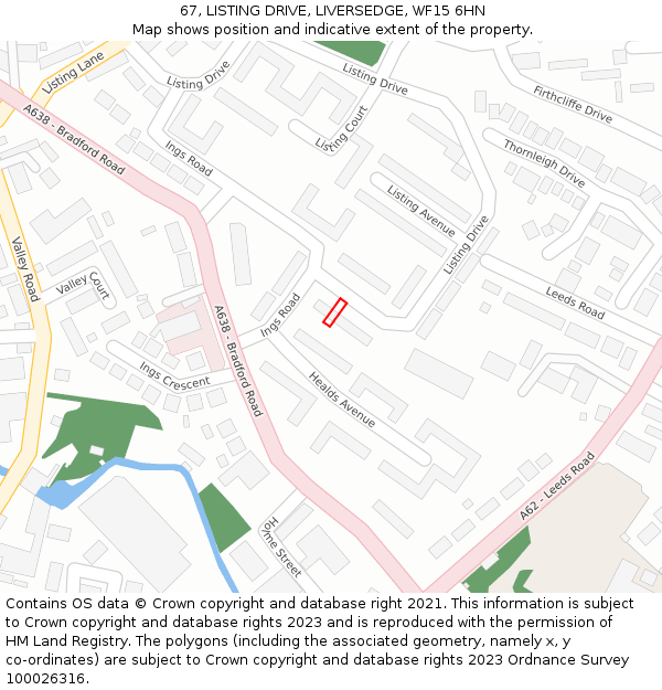 67, LISTING DRIVE, LIVERSEDGE, WF15 6HN: Location map and indicative extent of plot
