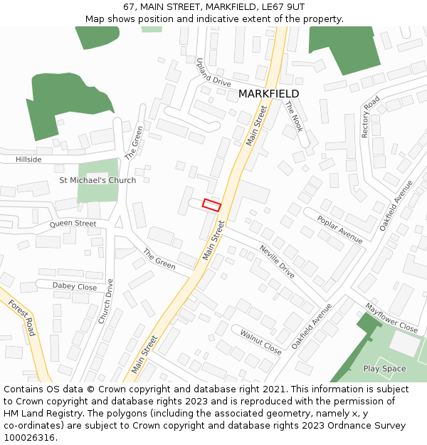 67, MAIN STREET, MARKFIELD, LE67 9UT: Location map and indicative extent of plot