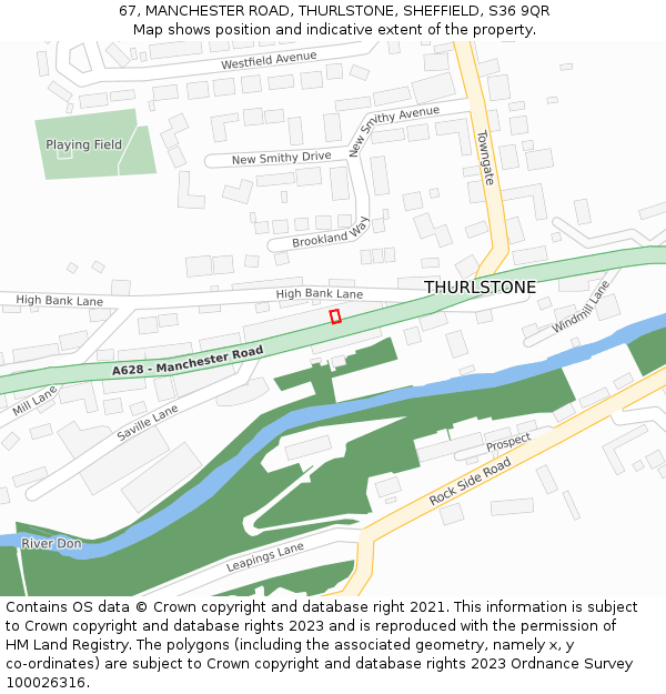 67, MANCHESTER ROAD, THURLSTONE, SHEFFIELD, S36 9QR: Location map and indicative extent of plot