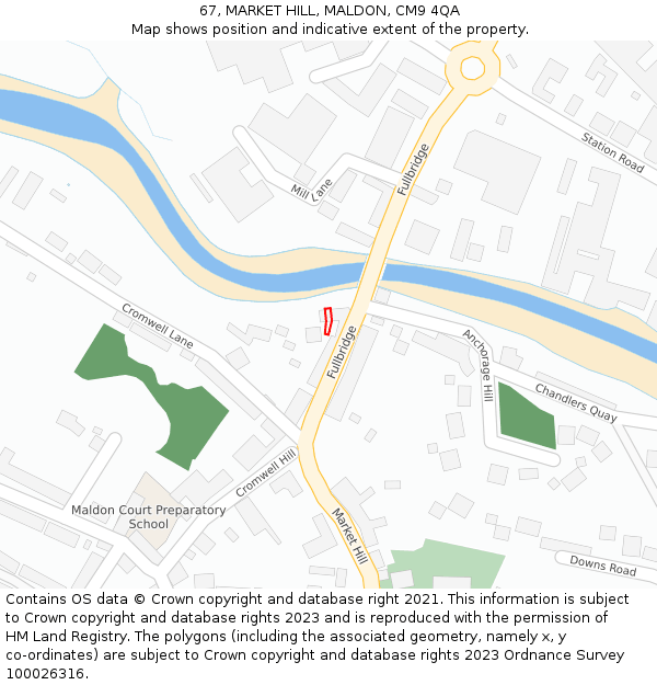 67, MARKET HILL, MALDON, CM9 4QA: Location map and indicative extent of plot