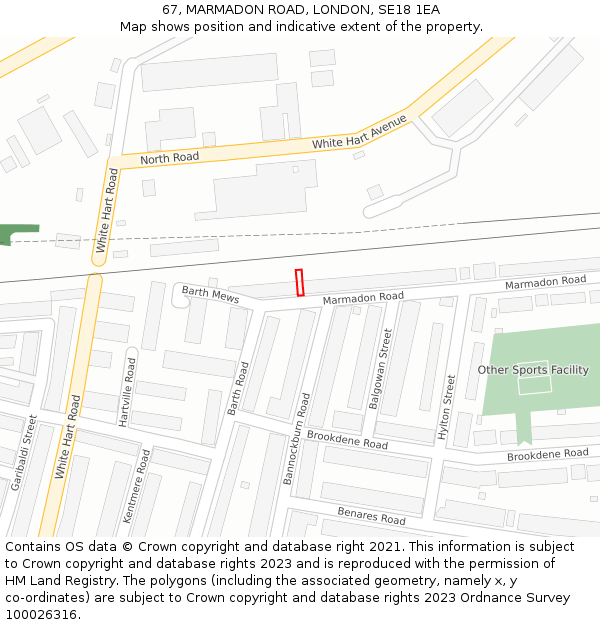 67, MARMADON ROAD, LONDON, SE18 1EA: Location map and indicative extent of plot