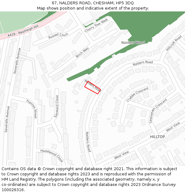 67, NALDERS ROAD, CHESHAM, HP5 3DQ: Location map and indicative extent of plot