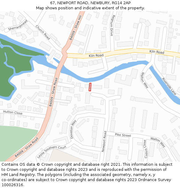 67, NEWPORT ROAD, NEWBURY, RG14 2AP: Location map and indicative extent of plot