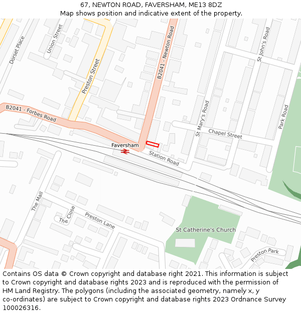 67, NEWTON ROAD, FAVERSHAM, ME13 8DZ: Location map and indicative extent of plot