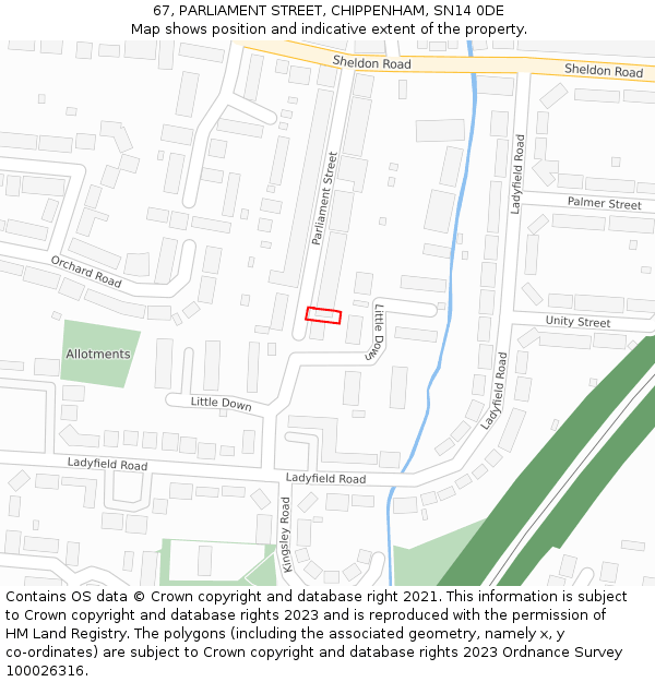 67, PARLIAMENT STREET, CHIPPENHAM, SN14 0DE: Location map and indicative extent of plot