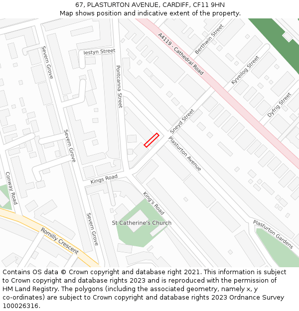 67, PLASTURTON AVENUE, CARDIFF, CF11 9HN: Location map and indicative extent of plot