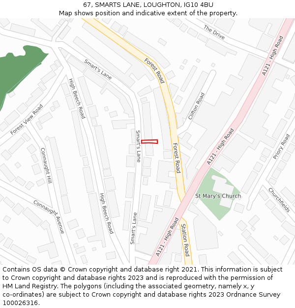 67, SMARTS LANE, LOUGHTON, IG10 4BU: Location map and indicative extent of plot