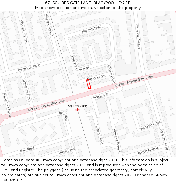 67, SQUIRES GATE LANE, BLACKPOOL, FY4 1PJ: Location map and indicative extent of plot