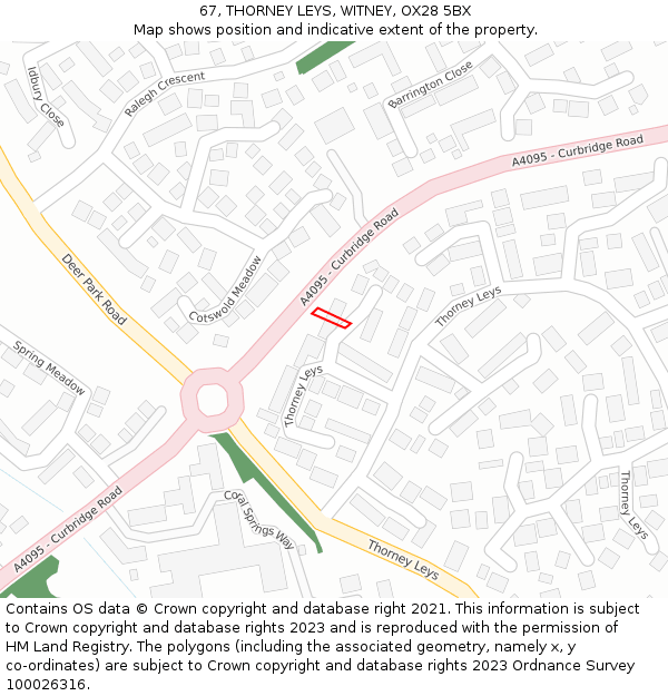 67, THORNEY LEYS, WITNEY, OX28 5BX: Location map and indicative extent of plot