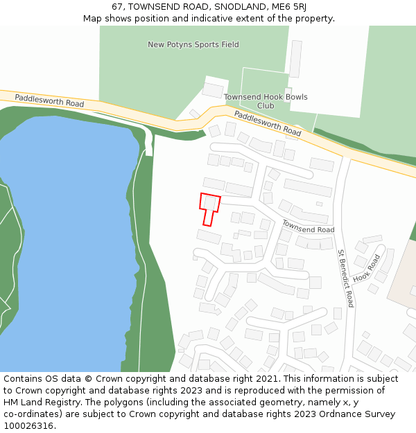 67, TOWNSEND ROAD, SNODLAND, ME6 5RJ: Location map and indicative extent of plot