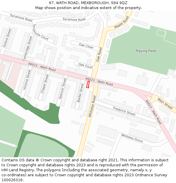 67, WATH ROAD, MEXBOROUGH, S64 9QZ: Location map and indicative extent of plot