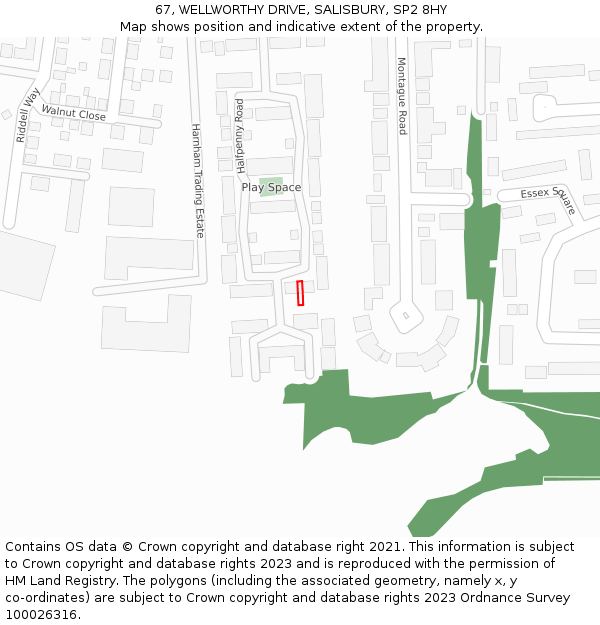 67, WELLWORTHY DRIVE, SALISBURY, SP2 8HY: Location map and indicative extent of plot