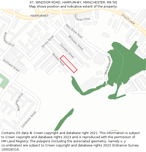 67, WINDSOR ROAD, HARPURHEY, MANCHESTER, M9 5PJ: Location map and indicative extent of plot