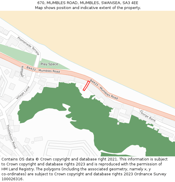 670, MUMBLES ROAD, MUMBLES, SWANSEA, SA3 4EE: Location map and indicative extent of plot