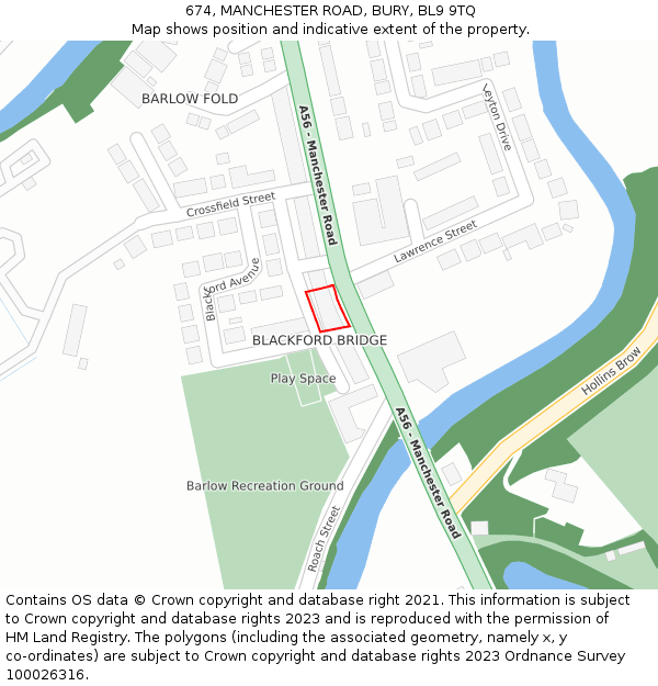 674, MANCHESTER ROAD, BURY, BL9 9TQ: Location map and indicative extent of plot
