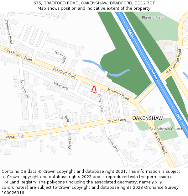 675, BRADFORD ROAD, OAKENSHAW, BRADFORD, BD12 7DT: Location map and indicative extent of plot