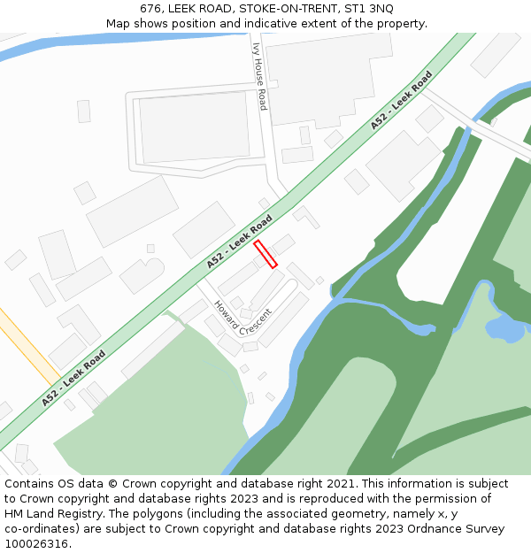 676, LEEK ROAD, STOKE-ON-TRENT, ST1 3NQ: Location map and indicative extent of plot