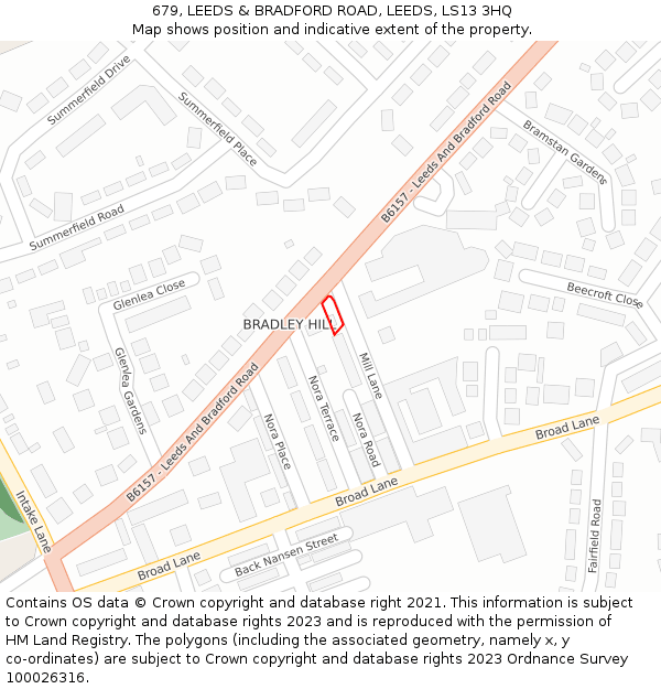 679, LEEDS & BRADFORD ROAD, LEEDS, LS13 3HQ: Location map and indicative extent of plot