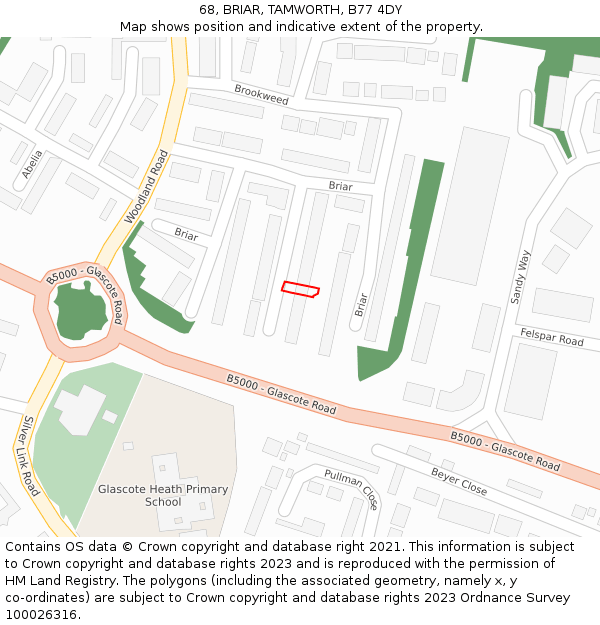 68, BRIAR, TAMWORTH, B77 4DY: Location map and indicative extent of plot