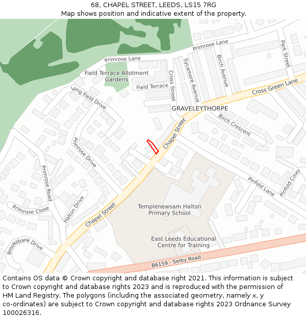 68, CHAPEL STREET, LEEDS, LS15 7RG: Location map and indicative extent of plot