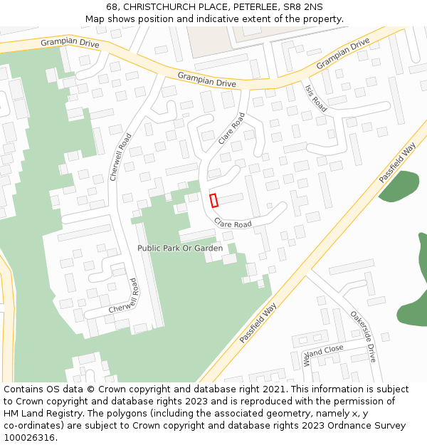 68, CHRISTCHURCH PLACE, PETERLEE, SR8 2NS: Location map and indicative extent of plot